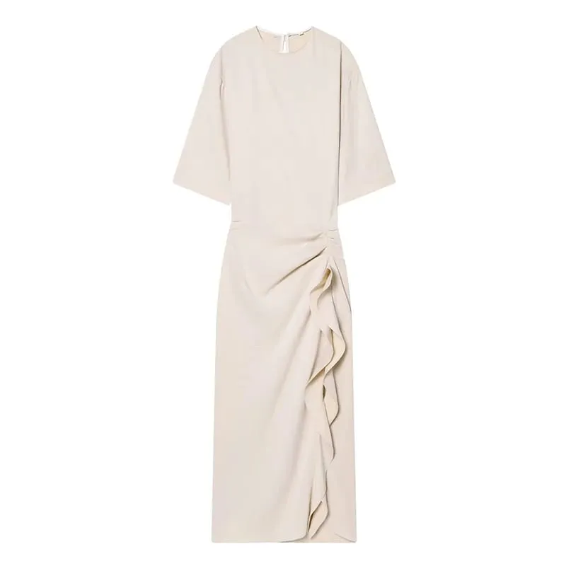 Long Dress Women's Summer 2026 New Slim Ruched Elegant Women's Holiday Dresses Street Chic Youth Unique Summer Dress