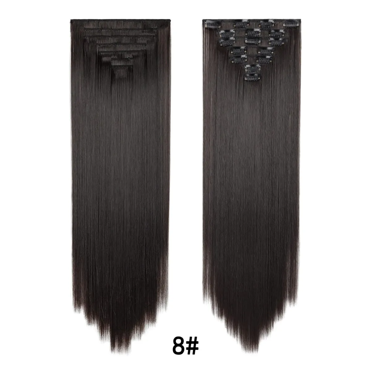 24 Inch Clip-in Hair Extensions 7 Pcs Long Straight Synthetic Hair Extensions Invisible Clip-ins Hairpieces for Women Daily