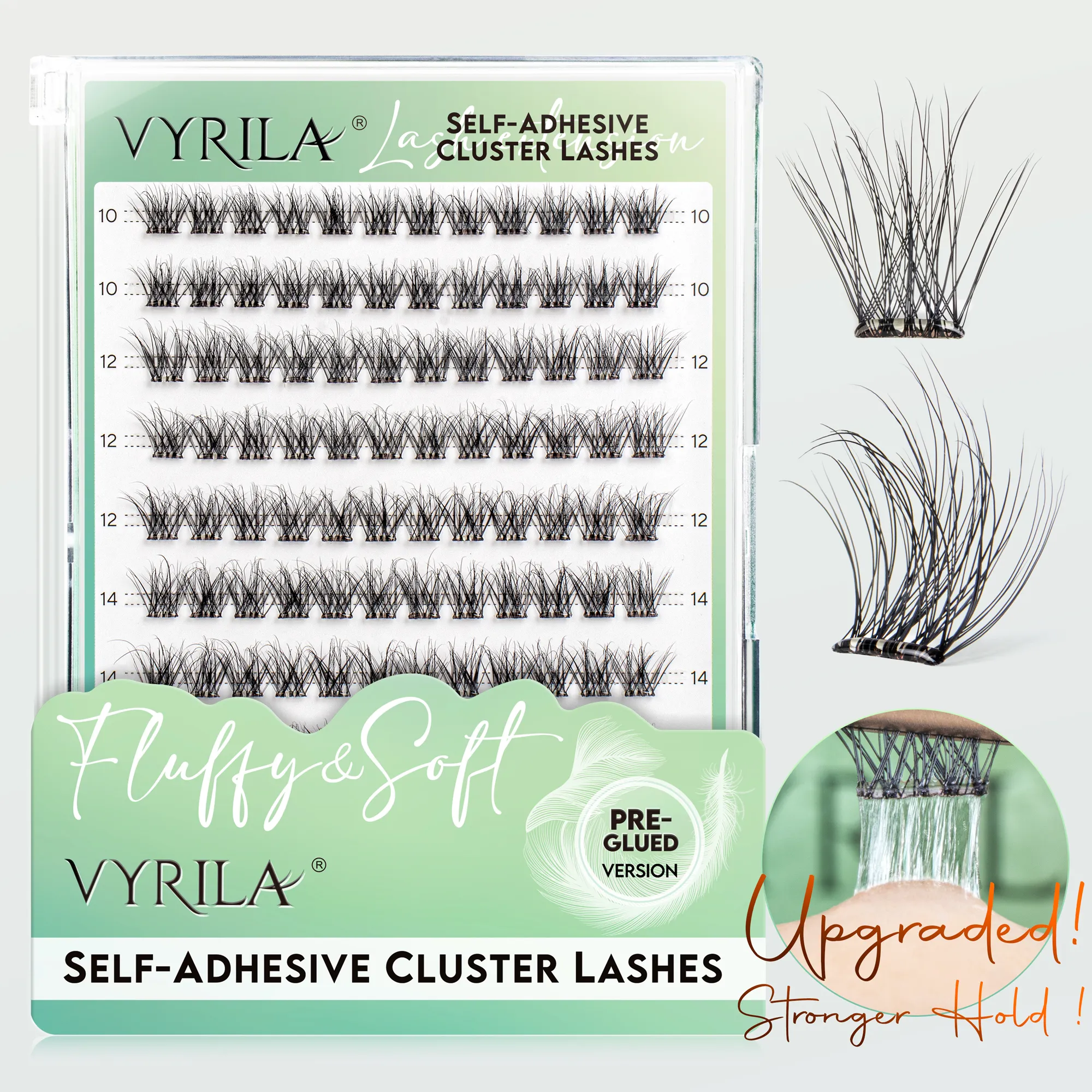 Self Adhesive Eyelashes No Glue Needed Lashes 10‑16mm Pre Glued Cluster Lashes D Curl Soft Natural Press on Lashes — image 2