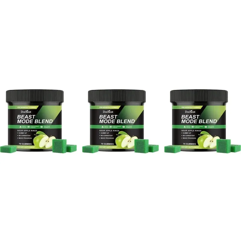 Docteat Beast Mode Blend Pre Workout Gummies Energy Focus & Endurance Support for Strength Training & Active Gym Days 70 Count — image 9