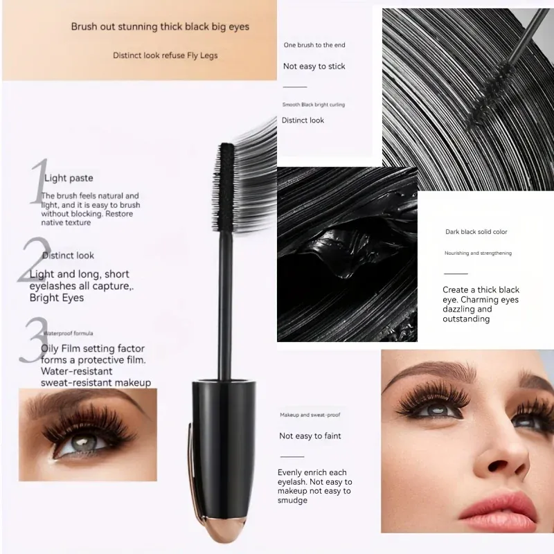 1 PC Waterproof 3D Mascara Thick Long Smudge-proof Plump Encrypted Long-lasting Curling Large Eye Makeup with 360° Spiral Brush — image 5