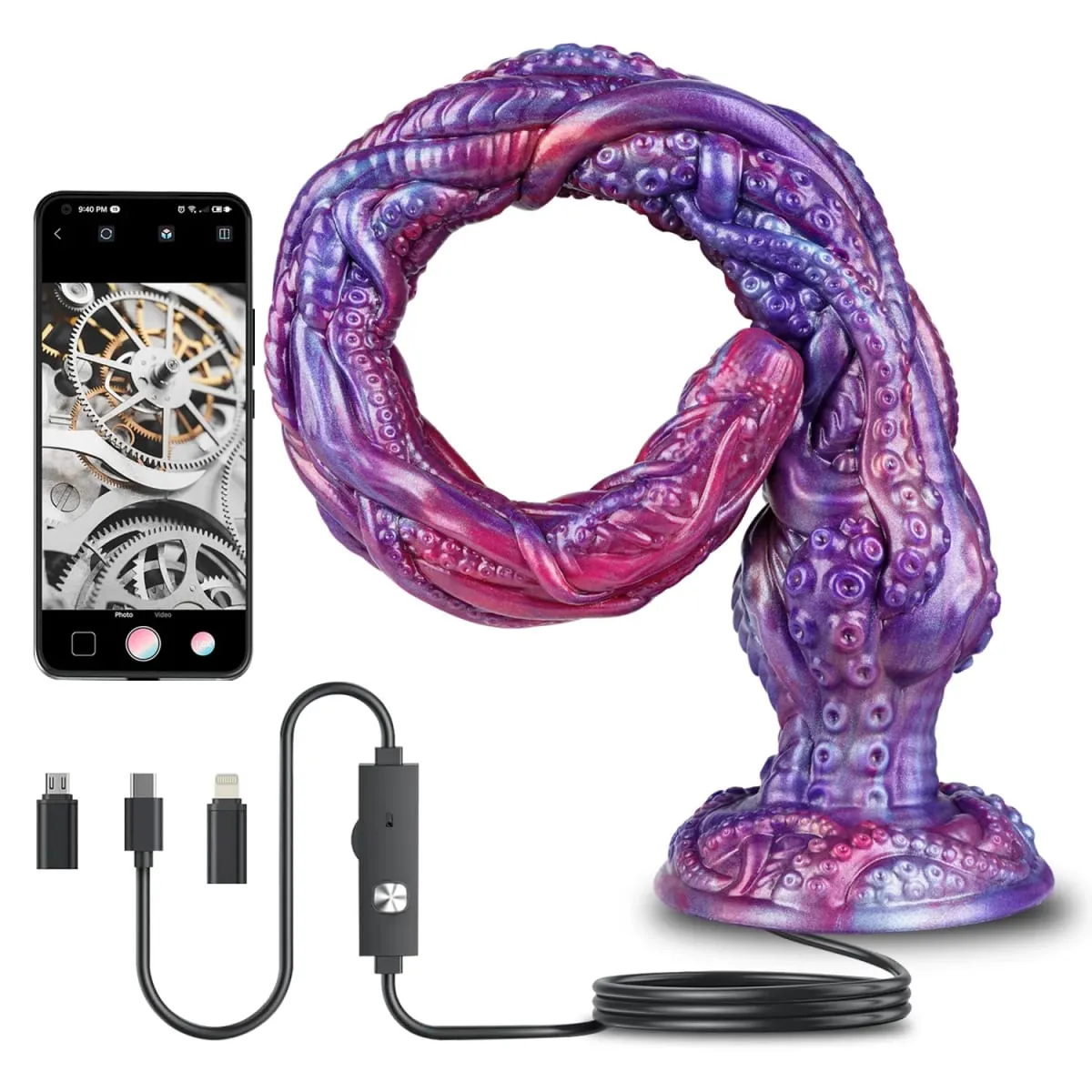 1080P Endoscope Camera Silicone Anal Plug Real-Time Viewing Dildo with 8 LED Lights IP67 Waterproof SexToy for Adult Exploration — image 1