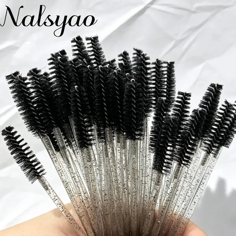 50 pçs escovas de cílios descartáveis extensão cristal sobrancelha escova rímel varinha cílios conjunto de ferramentas cosméticas maquiagem beleza — image 8