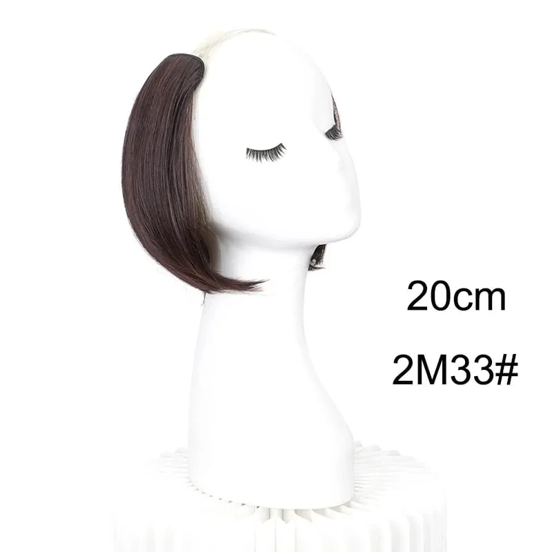 20/30cm sintético curto reto fivela interna em forma de v meia cabeça extensão do cabelo invisível peruca para mulher — image 11