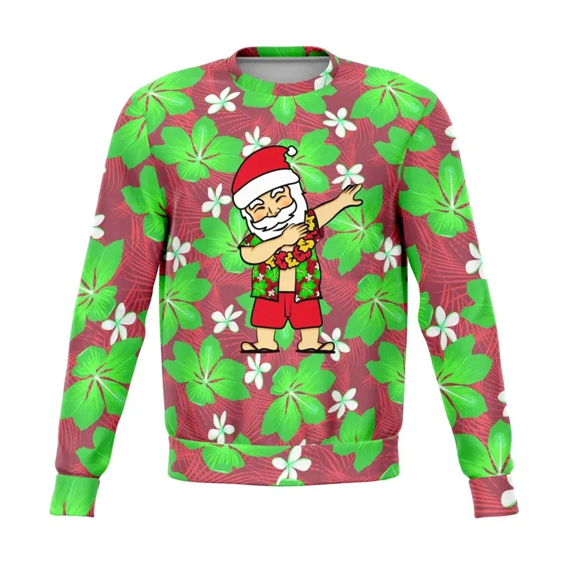 Fashion Santa Claus Graphic Ugly Christmas Sweatshirt For Men Casual Autumn Winter 3D Printed Sweater Loose Breathable Pullovers — image 8