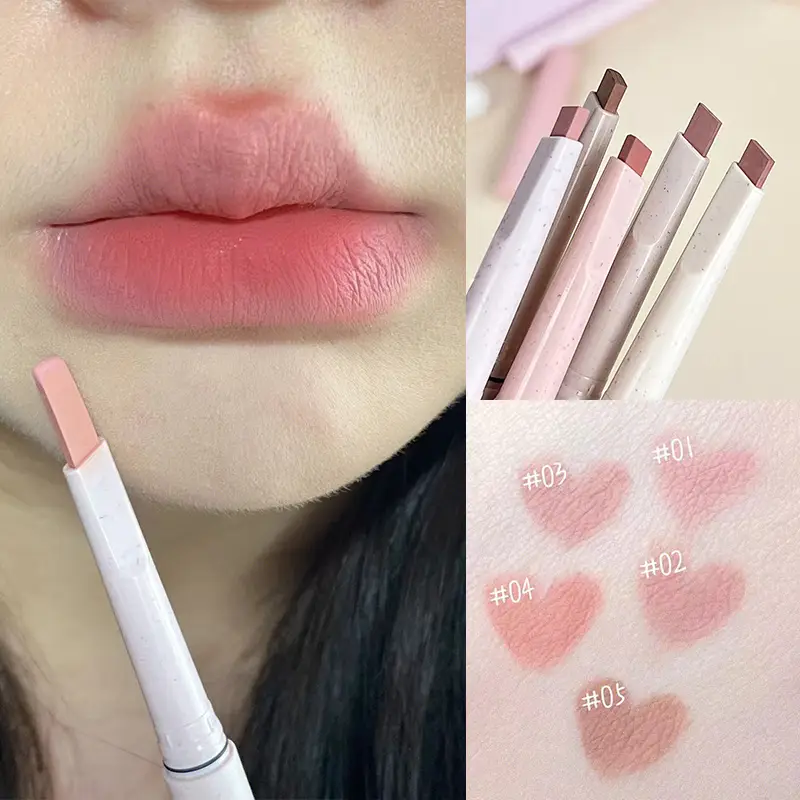 Velvet Matte Nude Pink Lipstick Pencil Outline Lip Lipliner Crayon Waterproof Long-lasting Color Lip Liner Smooth Natural Makeup — image 2