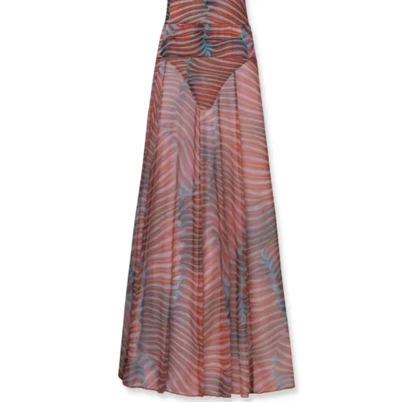 Sexy boutique ver através de maxi vestido define 2 peças impresso fino ajuste superior macacão uma linha saia longa 2025 feminino saias superiores outfits — image 9