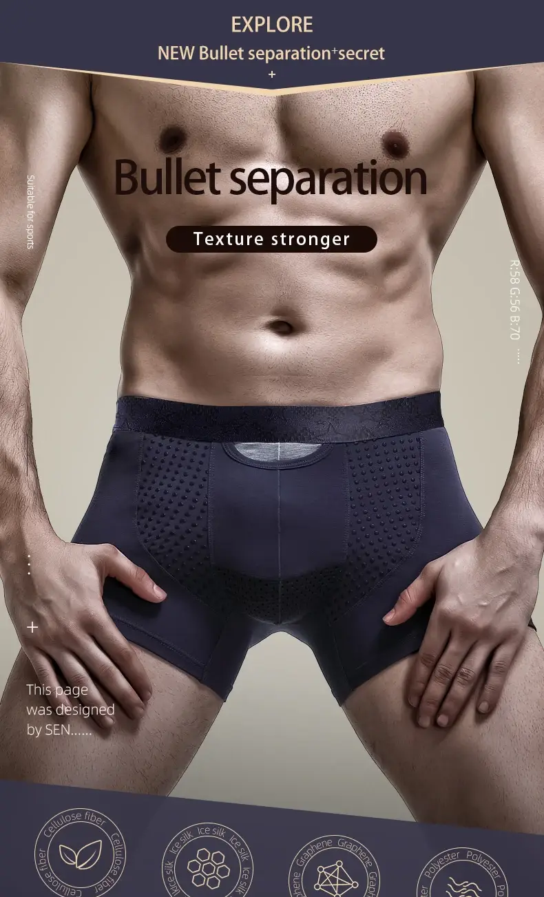 Jingsuogun Elastic Separation Underwear Men's Scrotum Support Vein Underwear Ice Silk Pouch Varicose Boxer British Sweatpants — image 1