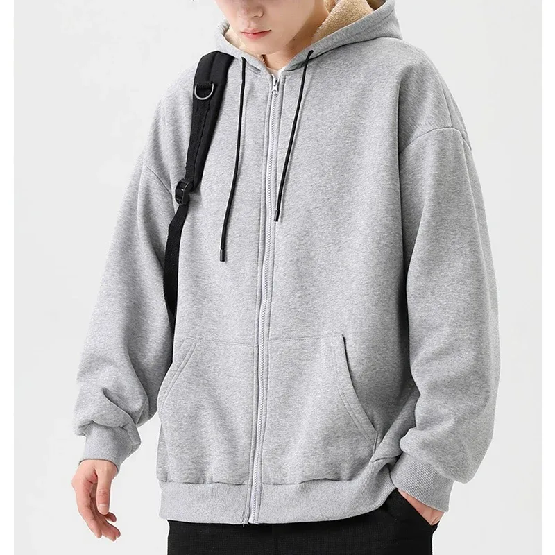 1pcs Mens Zipper Hoodies Autumn Winter Womens Thick Velvet Long Sleeve Hooded Sweatshirt Fashion Casual Couple Outfit Sportwears — image 6