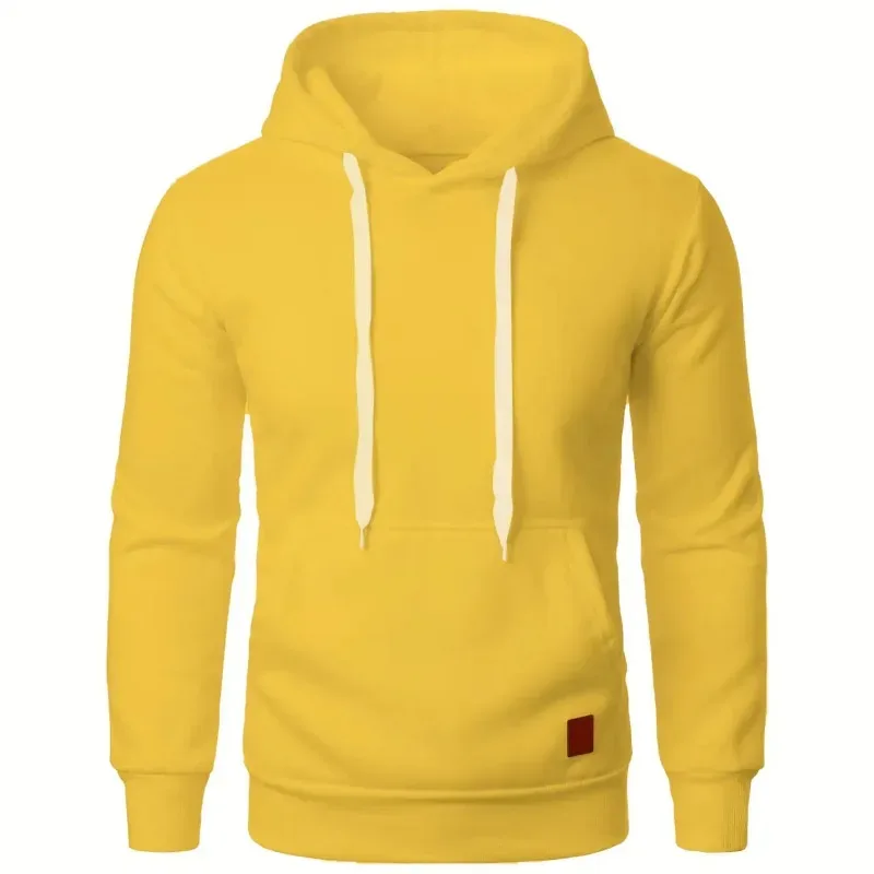 Masculino casual gola com capuz cordão hoodies moletom camisas de manga longa ao ar livre streetwear cor sólida pulôver leve — image 12
