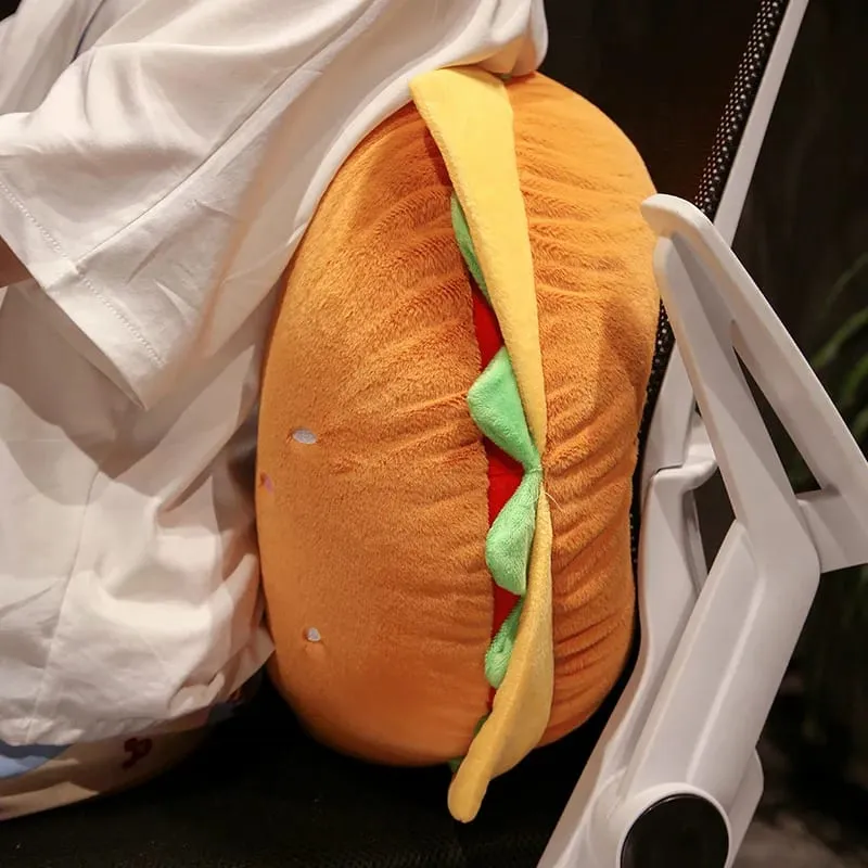 Cute Food Plush Throw Pillow Stuffed Toast Hamburger Cushion Smiling Face Happy Plushie Sofa Home Decor Gift — image 4