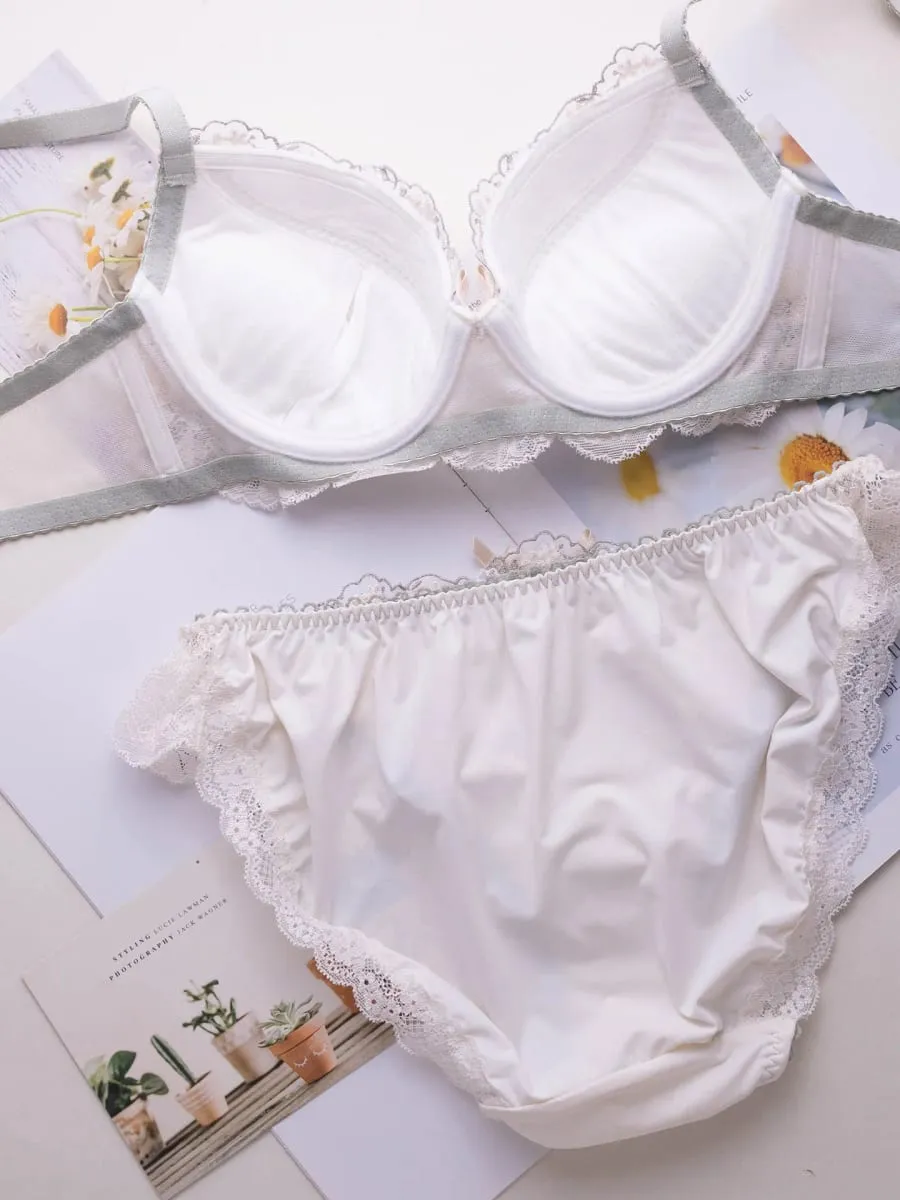 Conjunto de lingerie doce estilo japonês, conjunto de sutiã fino bordado com copo raso tipo 2 — image 5