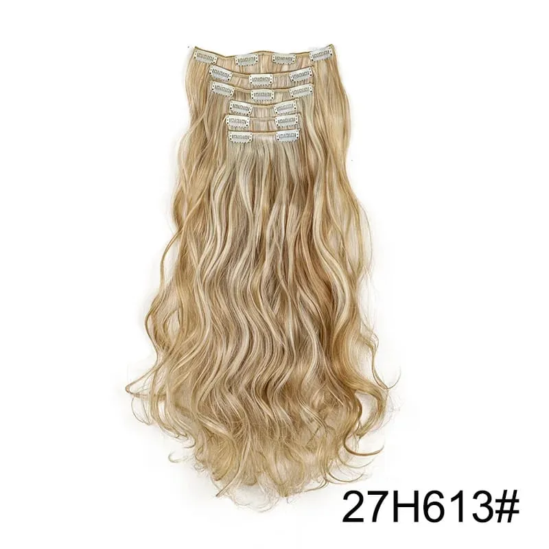 22Inch Synthetic 6pcs/set Long Curly Hair Extension Thick Soft Hairpiece for Short Hairline Coverage for Women Daily Use — image 21