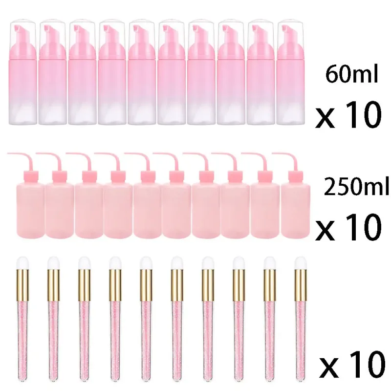 60ml 리필 가능 누출 방지 빈 폼 무스 펌프 병 래쉬 익스텐션 클렌징 키트 소프트 브러시 250ml 린스 병 미용 도구 — image 10