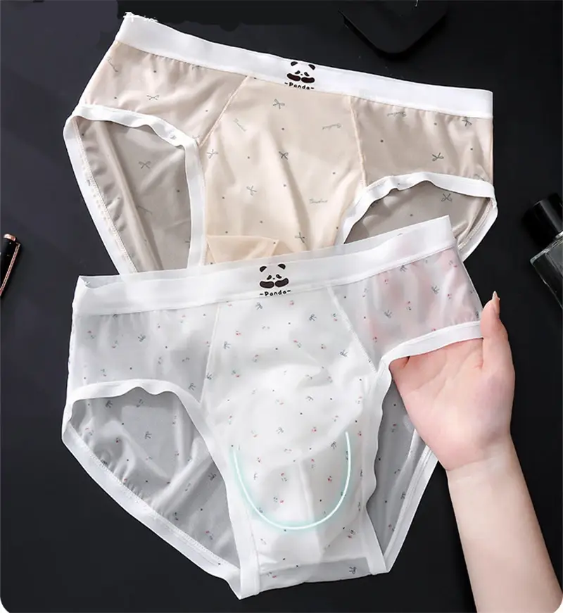 Bagong Bare feel panlalaking panloob na naka-print na sissy cuecas masculino ice silk sexys tøy men cueca thin seamless calzoncillos hombre — image 2