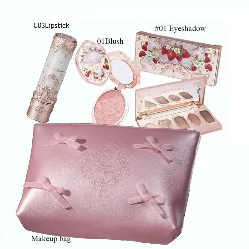 Flowerknows Makeup Set Gift Kit Shimmer Full Box Blush Long Lasting Velvet Lip Cream na may Bag Kit De Maquiagem — image 6