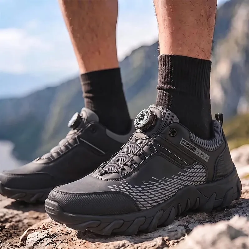 Men Casual Sneakers Rotary Buckle Quick‑Lace Mesh Patchwork Thick Non‑slip Sole Fashion Daily Male Shoes — image 6