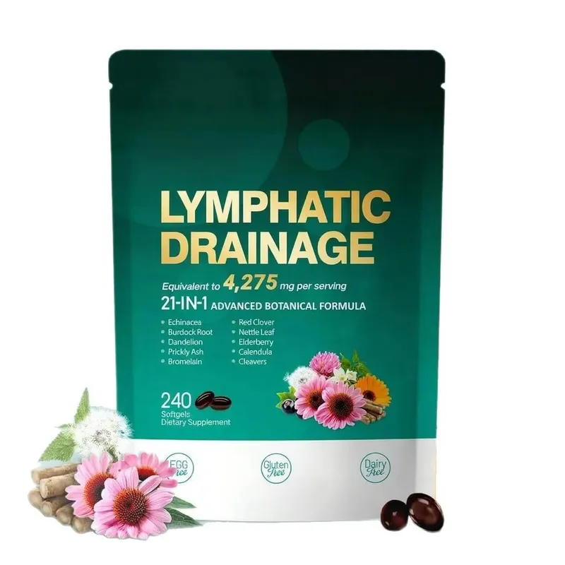 Lymphatic Support Softgels with Echinacea Dandelion Herbal Supplement 21-in-1 Botanical Formula for Lymph Flow System 240 Count