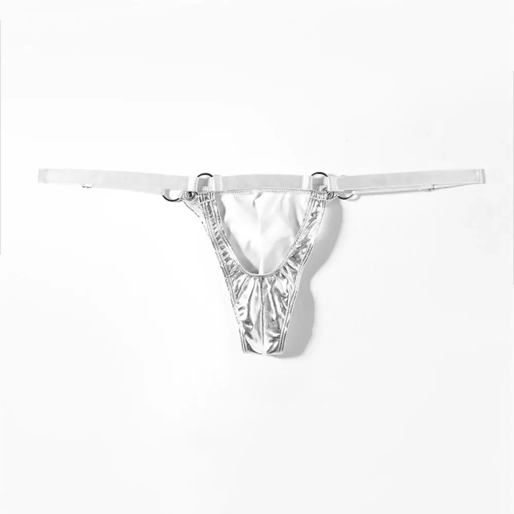 1pc Mannen Lakleer G-String Sexy Thong V-back Lage Ring Rise T-back Ardennen Pouch Lingerie ondergoed Gay Sissy Hot Clubwear — image 8