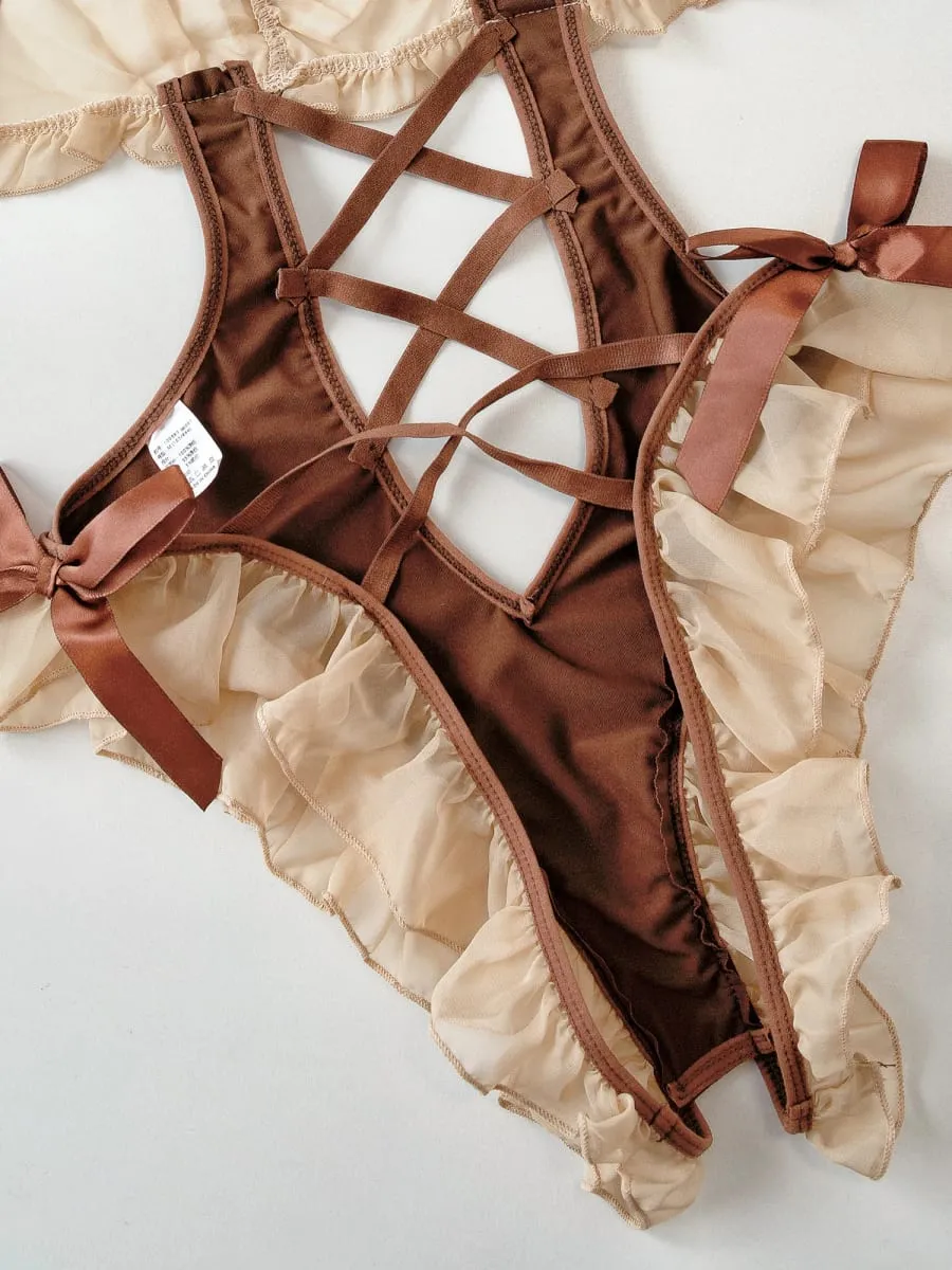 Sexy Lace-Up Backless Bodysuit for Women - Backless Date-Night Slit Bra Set Critical Hit Jumpsuit — image 2
