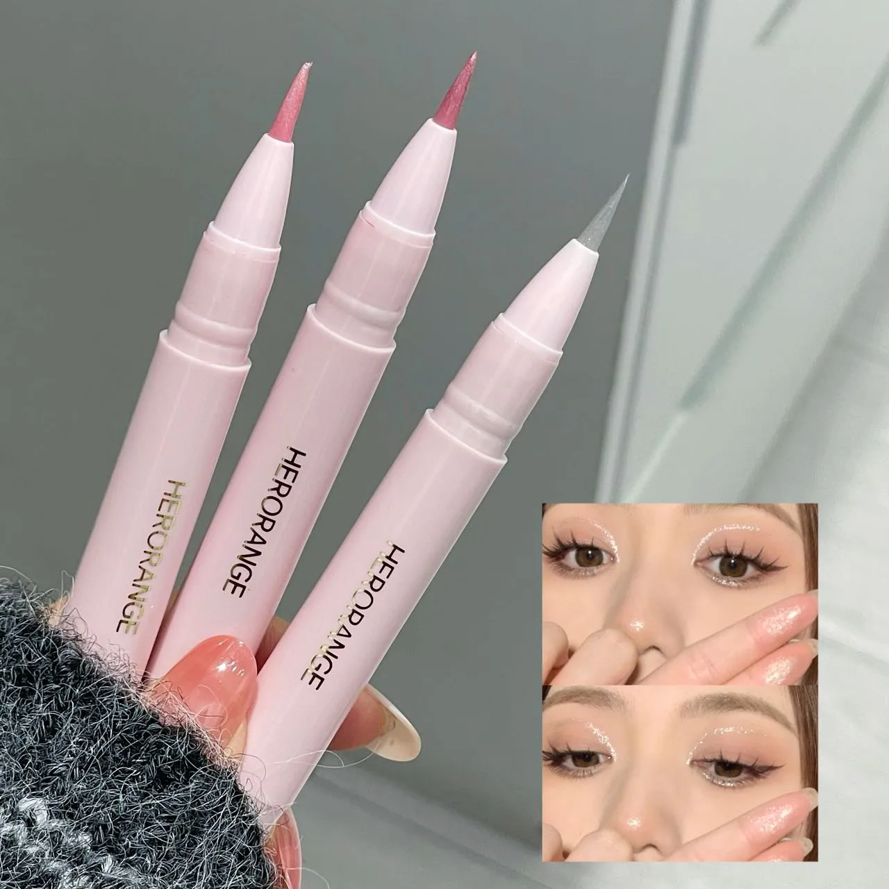 Peach Pink Lying Silkworms Eye Highlighter Liquid Pearly Glitter Shimmer Moisturizing Eyeshadow Brighten Eye Liner Korean Makeup — image 6