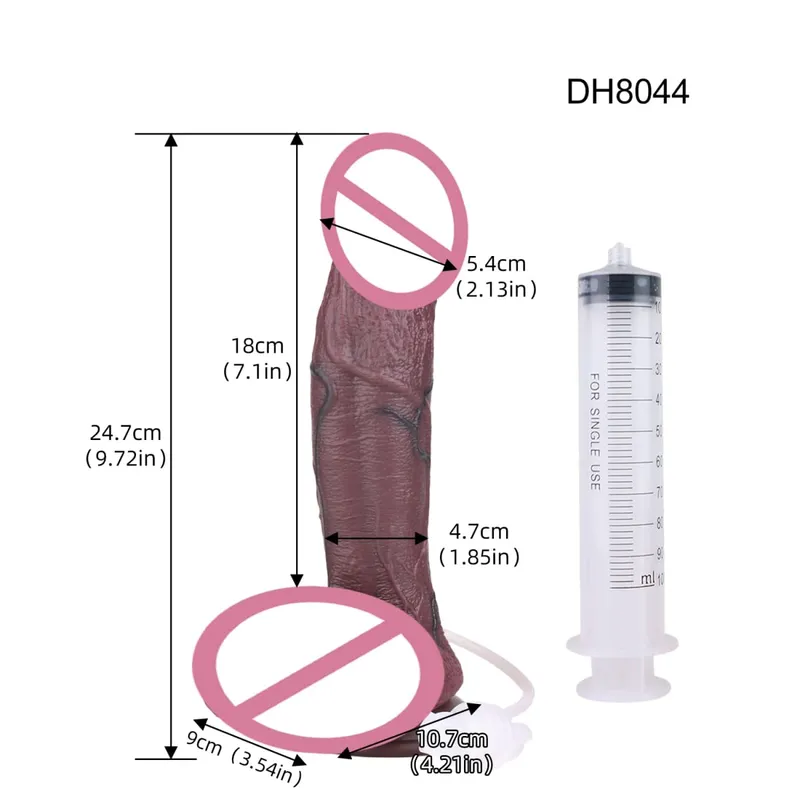 Silicone Lifelike Double Layers Ejaculating Penis Squirting Long Dildo With Sucker Anal Sex Toys Para sa Lalaki Babae Masturbator — image 20