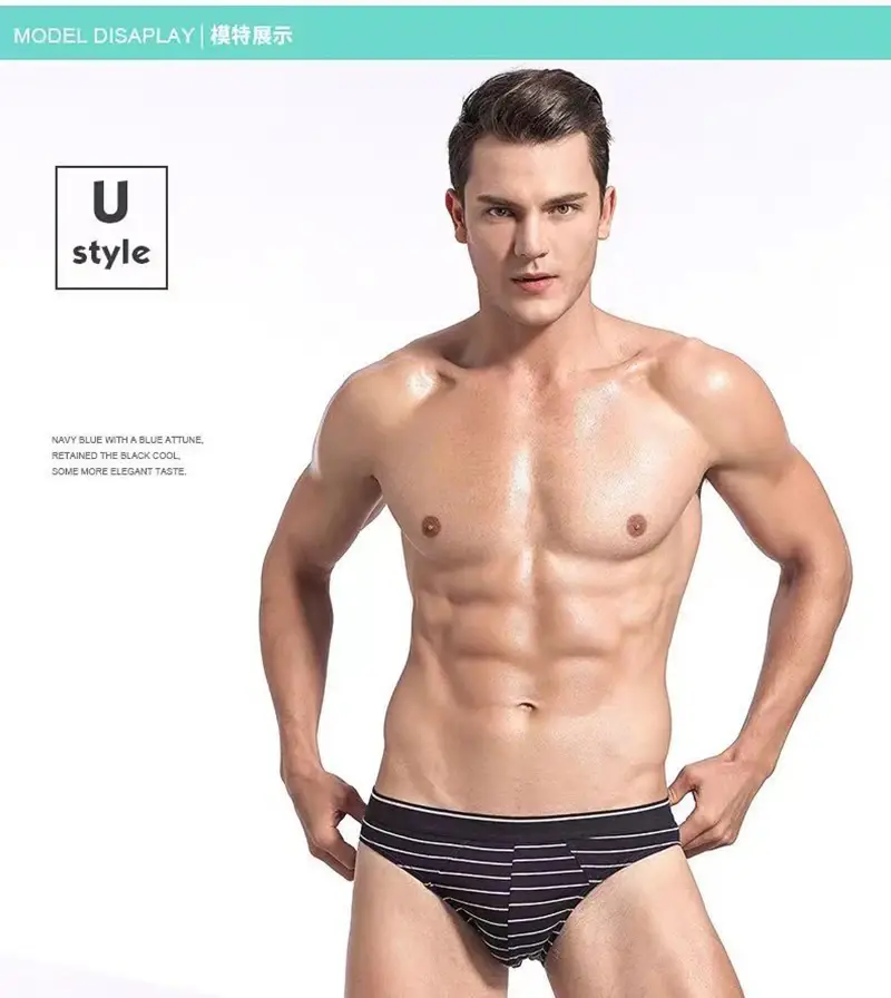 4 pçs/lote cuecas masculinas lingerie sexy calcinha masculina de algodão respirável cueca listrado calcinha lotes por atacado — image 4