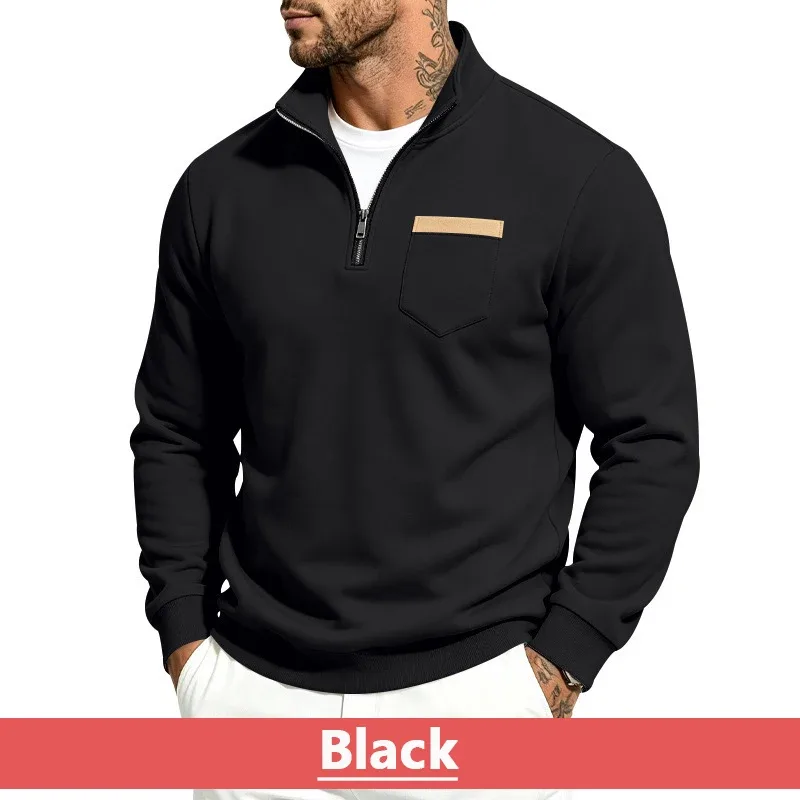 Mga Lalaki 2026 Autumn Winter Hot Item Fleece Lined Stand Collar Loose Vintage Sweatshirt Casual Commuter Fashion Lalaki Pang-araw-araw na Panlabas na Kasuotan — image 1