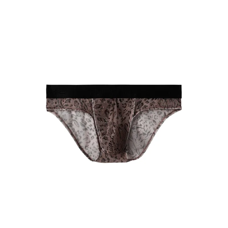 Cuecas masculinas separadas com bolsa dupla, cuecas de seda gelo sem costura, malha respirável, estampa de leopardo, roupa íntima de secagem rápida para viagem — image 15