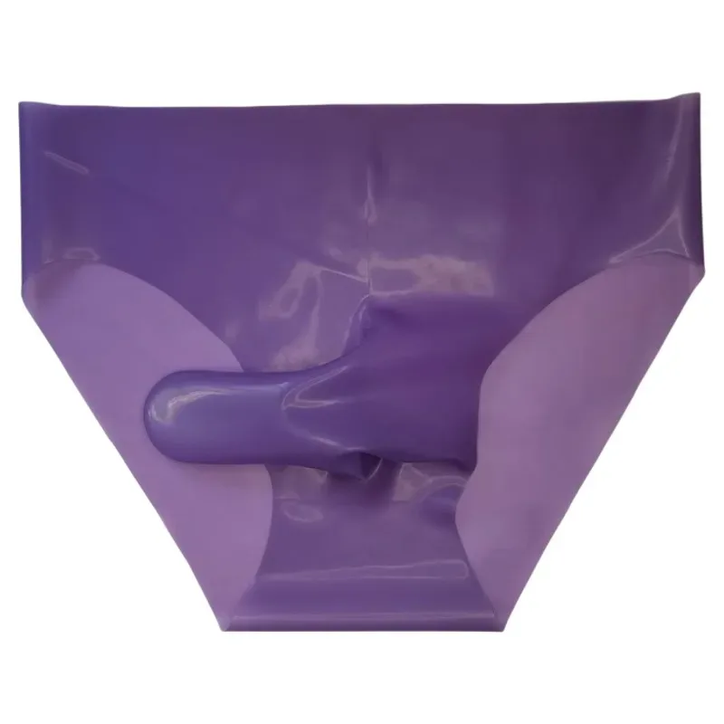 Men's Sexy Latex Erotic Underpants Seamless Rubber Sheath Sissy Briefs See-Through Couple Low Waist Panties Tight Safety Panties — image 15