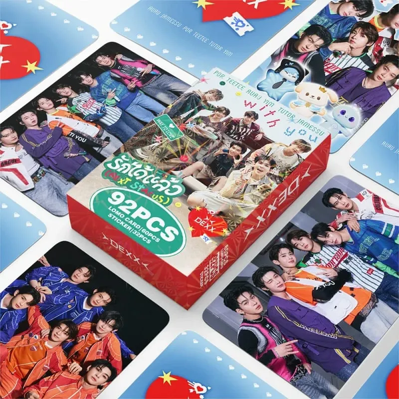 Thai BL Star 92Pcs Photocards Set 60Pcs HD Photo Cards 32Pcs Stickers Thai Idol Fan Collectible Decorative Gift Cards