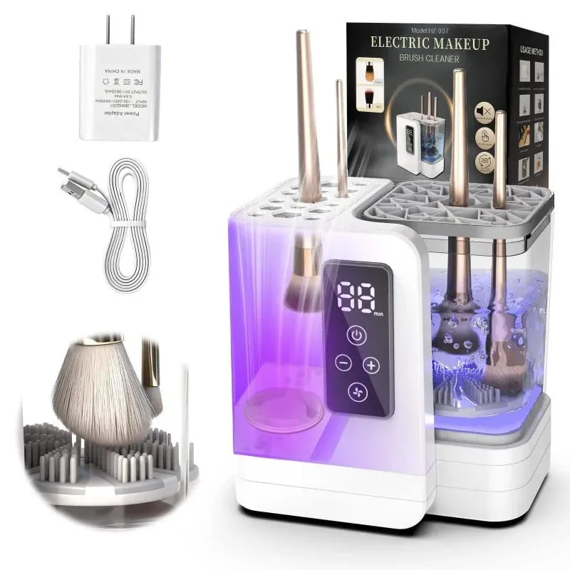 5 IN 1 Electric Makeup Brush Cleaner Machine With Makeup Brush Dryer Mulitfunctional Automatic Cosmetic Brushes Cleaner Tool