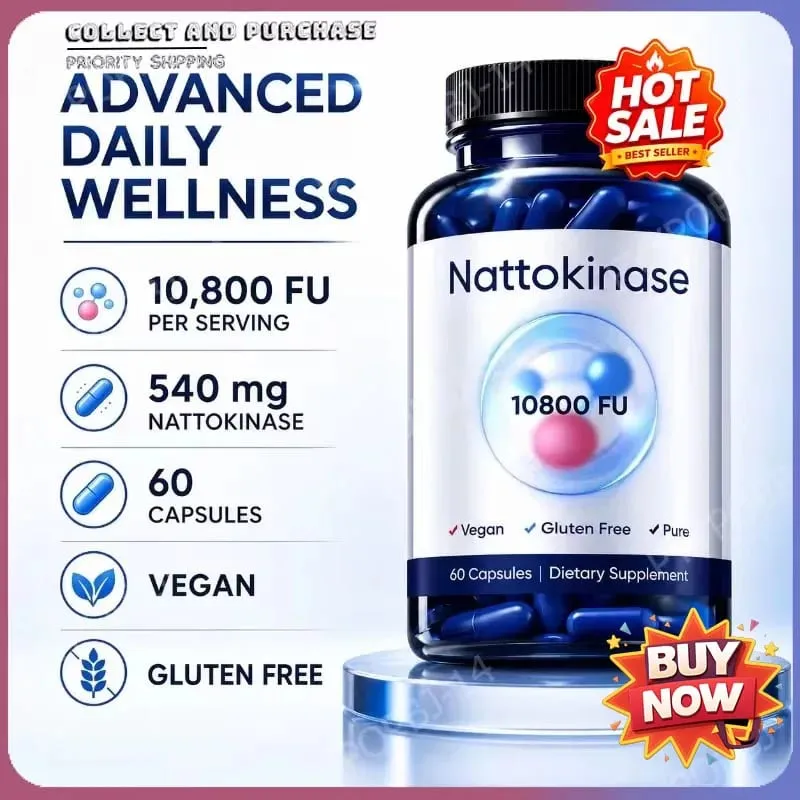 60 Count Organic Nattokinase 10800 FU Capsules Heart Health Support Vegan Gluten-Free Natural Blood Clot Dissolving Supplement — image 1