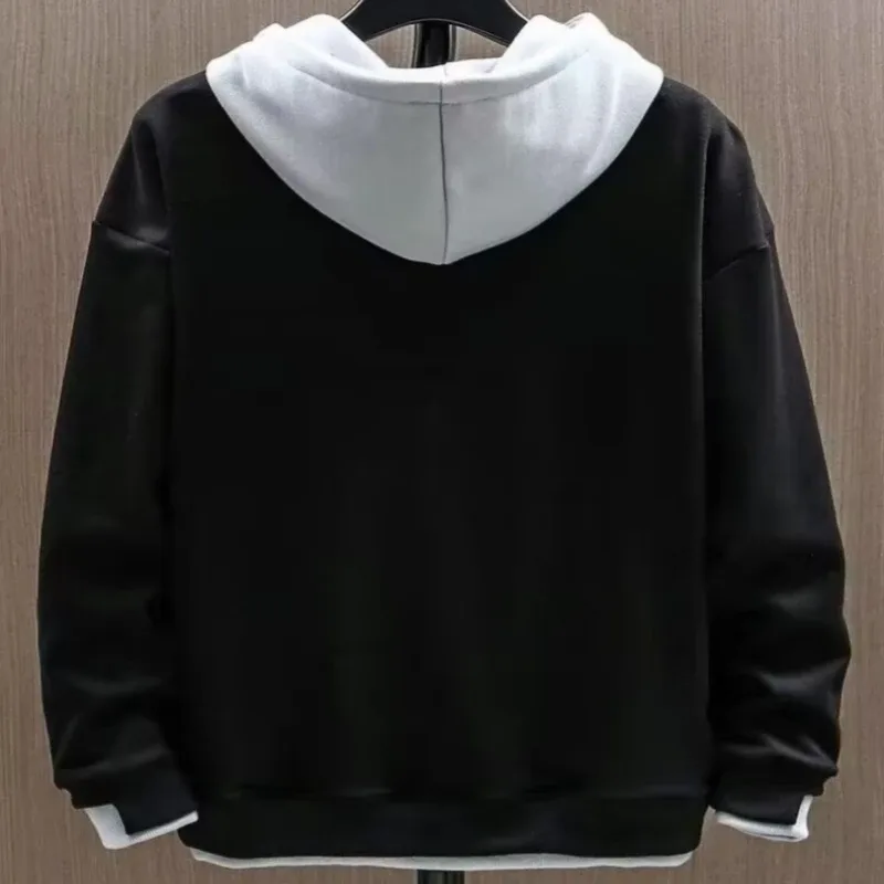 2025 outono masculino hoodies high street pulôver manga longa retalhos moletom masculino moda streetwear hoodie harajuku — image 6