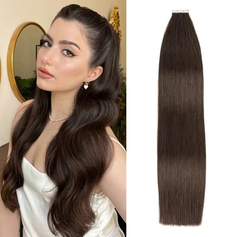 20pcs/pack Tape in Human Hair Extensions Silky Straight Real Human Hair Extensions Seamless Tape in Real Human Hair Extensions