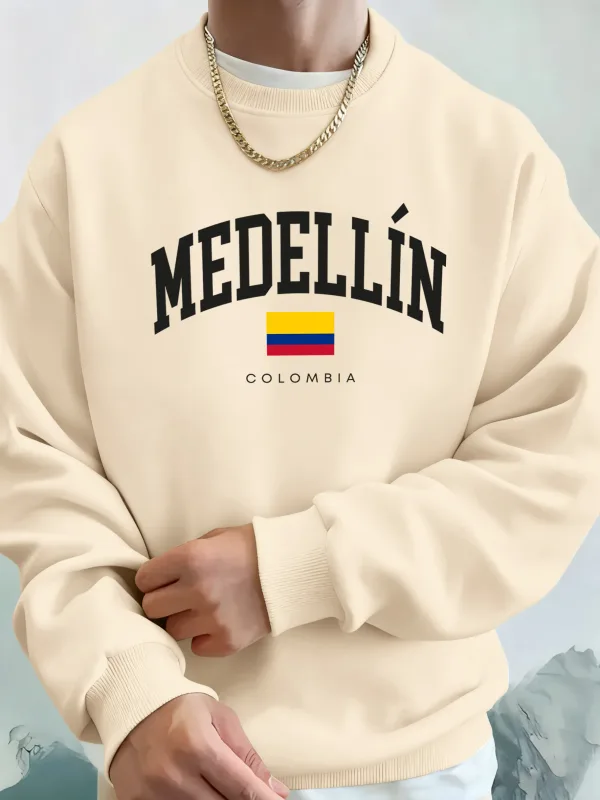 Medellin Colombia Letter And Flag Printed Men'S Hoodies Comfortable Fleece Sweatshirts Soft Fashion Tops Street Warm Clothes — image 11