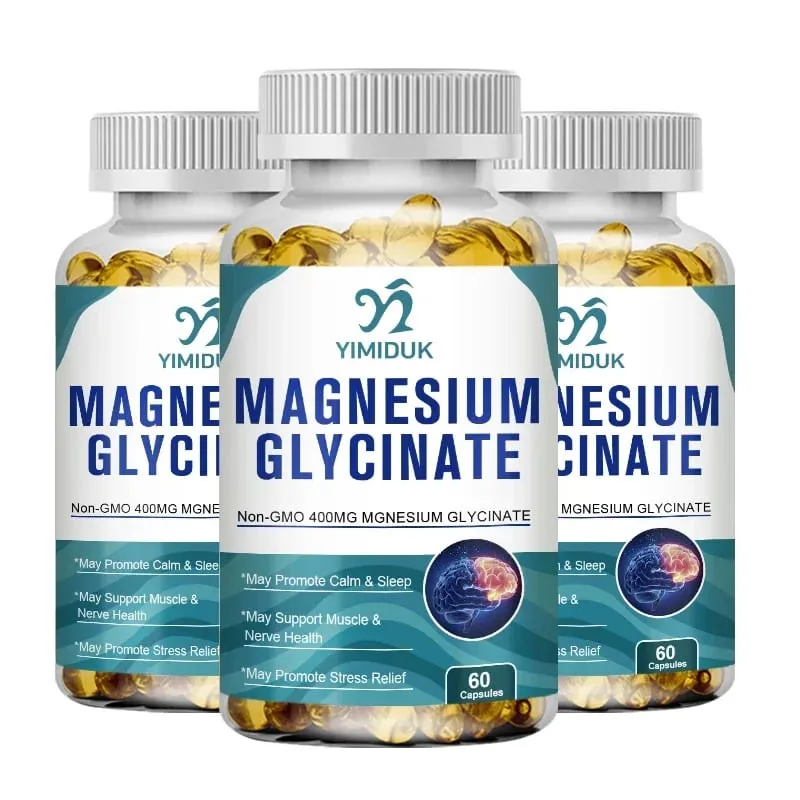 Suplemento de glicinato de magnésio puro Yimiduk com vitamina B6 para combater cãibras, fadiga e saúde do coração, reduz a ansiedade vegano — image 8