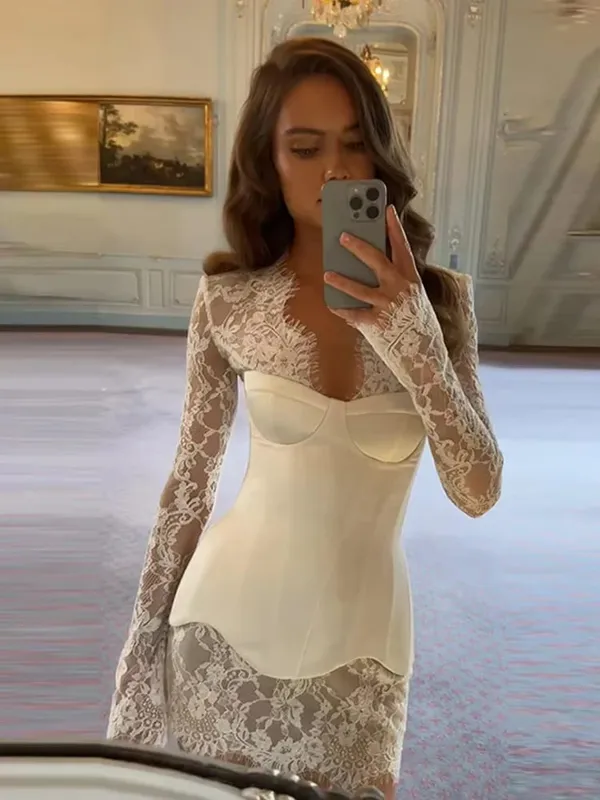 Sólido cetim renda espartilho mini vestido feminino sexy cinta de espaguete puro painel fino ajuste vestidos curtos 2026 na moda senhora noite fora wear — image 10