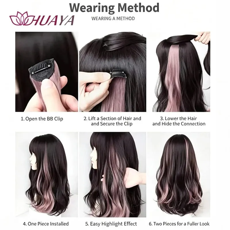 24‑Inch Clip‑in Face‑Framing Highlight Synthetic Hair Extensions Easy to Wear Suitable for Daily Look Parties and Cosplay — image 3