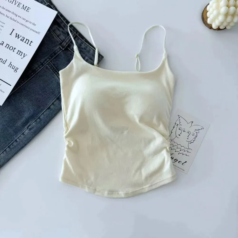 Simple Sleeveless Suspender Vest Slim Underwear Fitted Tops With Padded Cups Camisole Sports Activities — image 16