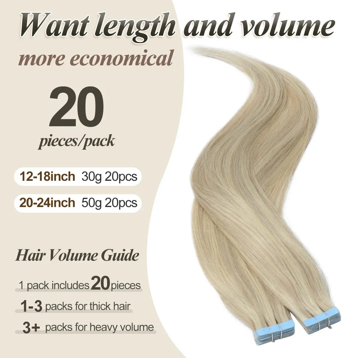 Tape in Hair Extensions Human Hair Blonde Seamless Tape Hair Extensions 4x0.8cm Skin Weft PU Tape On Hair 20PCS 12"-22"