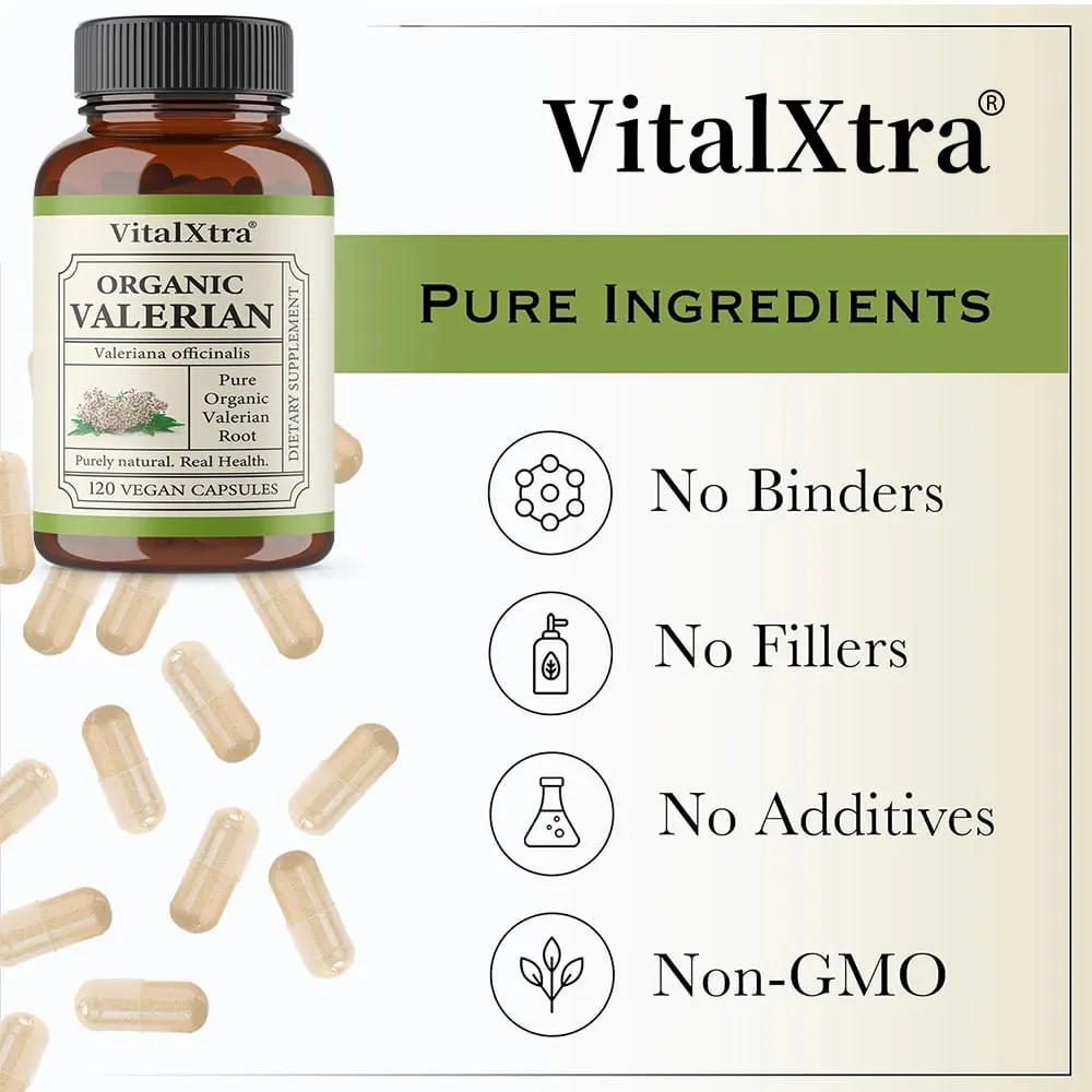 Premium Valerian Root Capsules 450mg Natural Sleep & Relaxation Support Relieves Stress Vegan Non-GMO for Men & Women — image 3