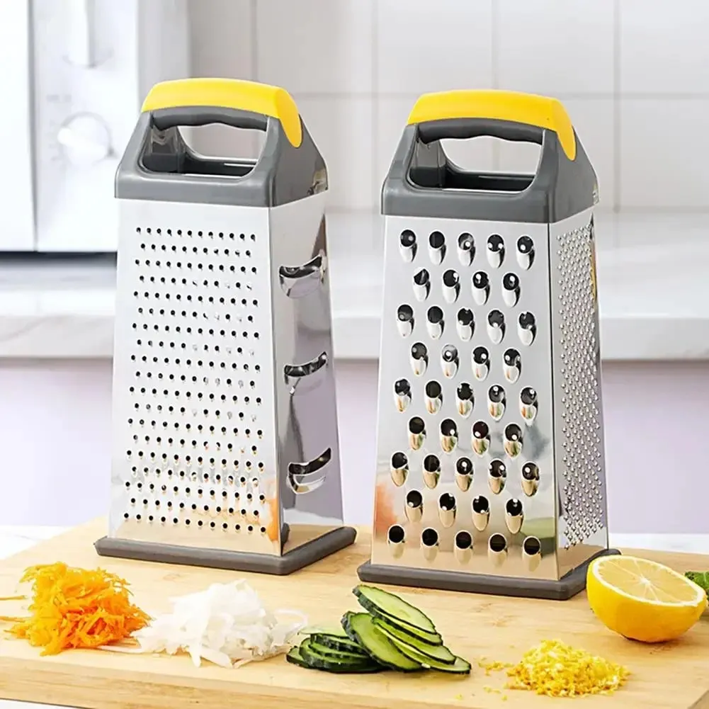 4-Sided Boxed Grater Sturdy Vegetable Peeling Tool Silver Color Multi-face Grater — image 3