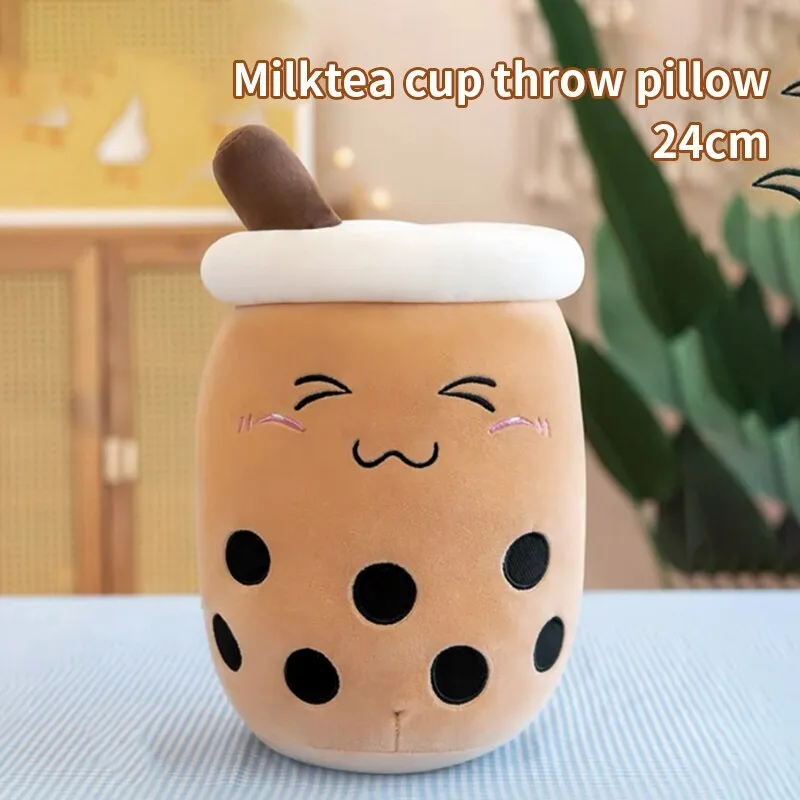 Sød udstoppet Boba Plys Bubble Tea Real-life Bubo Mad Mælkekop Plyspude Blød Kawaii Plyslegetøj Gaver til børn Voksen 24CM~ — image 2