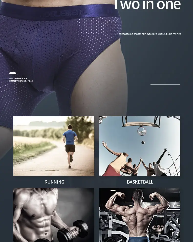 Roupa interior esportiva masculina de fitness gelo seda fina treinamento secagem rápida corrida estendida anti-desgaste perna não vestindo cuecas boxer — image 12