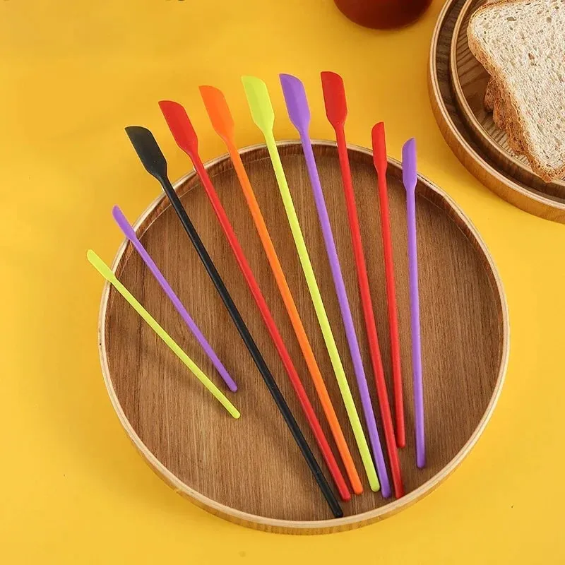Cosmetic Bottle Silicone Mini Scraper 3-Piece Set Double-End Spatula for Baking Jam and Cream — image 2