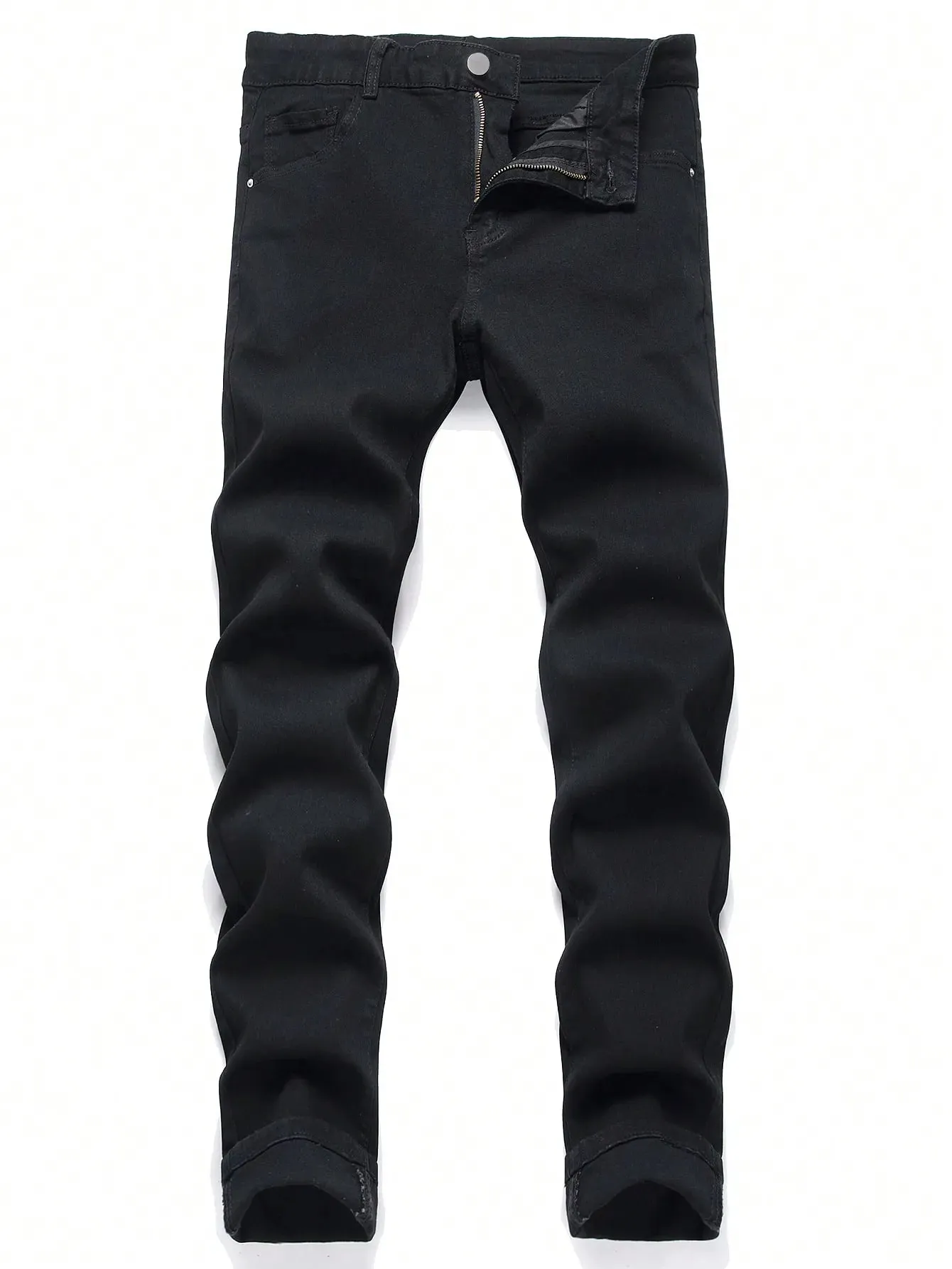 Men High Stretch Solid Black Denim Jeans Skinny Slim Fit Denim Pants Male Classic Casual Daily Business Streetwear Trousers — image 8