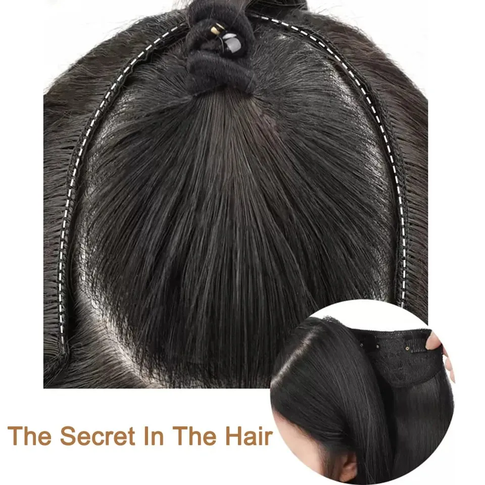 Synthetic Long Straight Hairstyles Clip In Hair Extension V Shape Heat Resistant Hairpieces Brown Black Hair — image 5