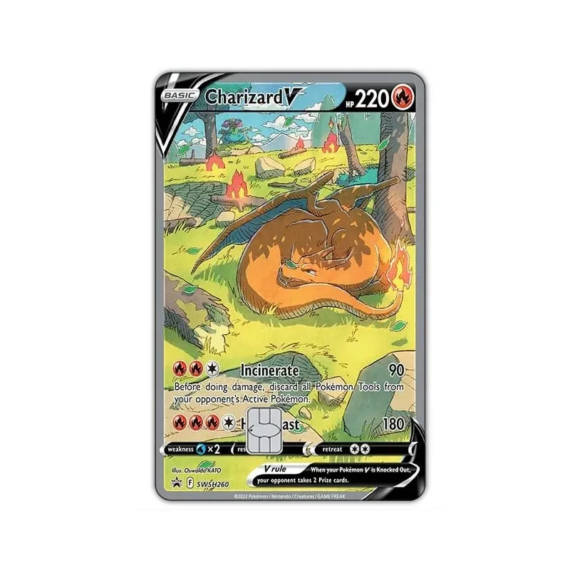 Credit Card Skin Sticker Anti-degaussing Anime Charizard Stickers for VISA JCB MasterCard and Other IC Cards