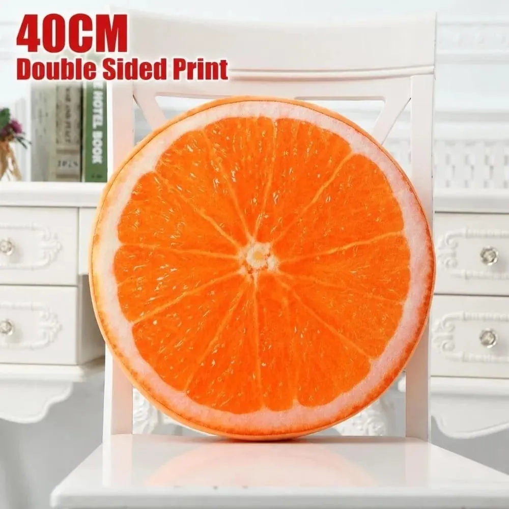 Cute Round Fruit Pillow Fruit Slice Print Plush Fabric Seat Cushion Stuffed Inner Simulation Plush Pillow Sofa Decor — image 10